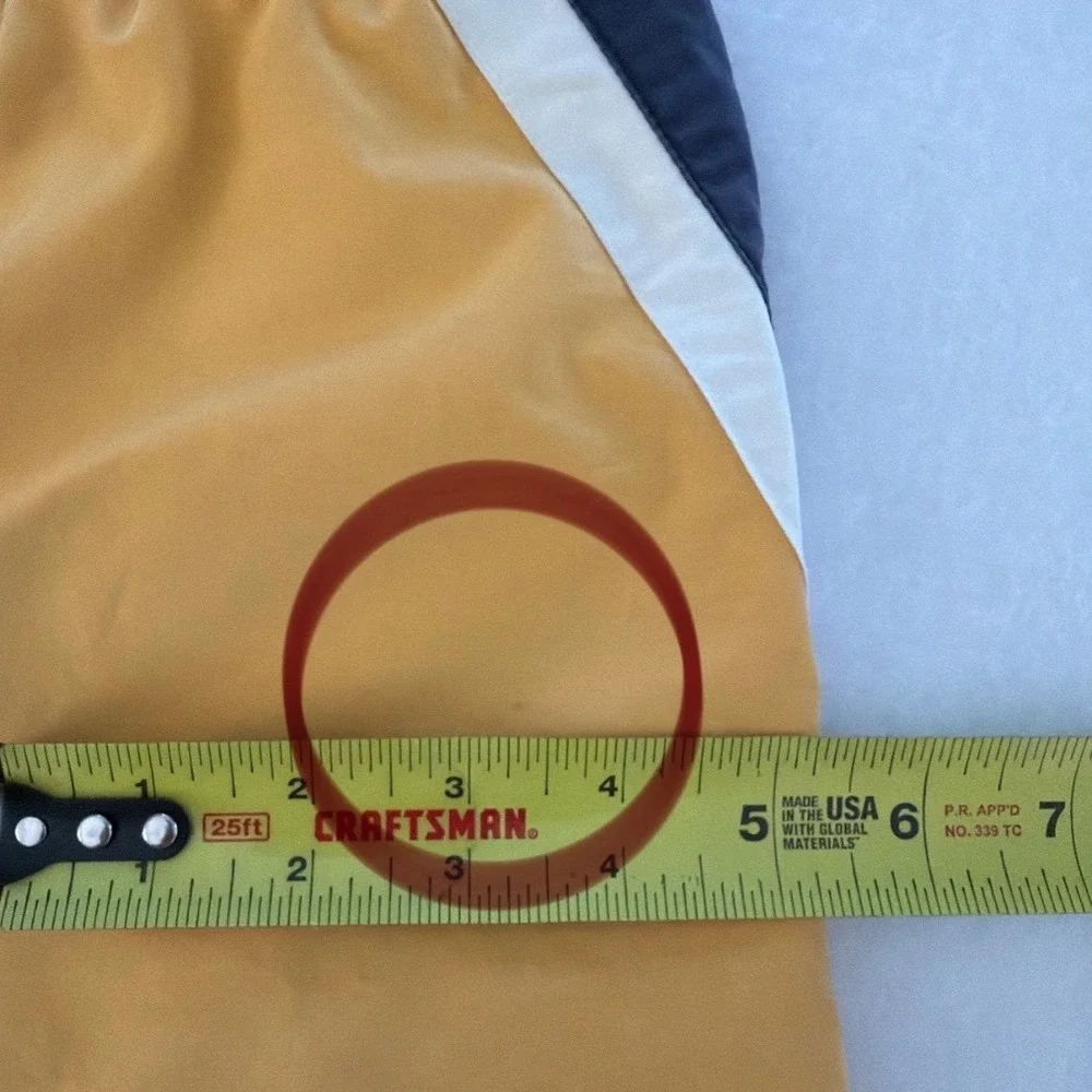 Nautica Y2K Mens Medium Swim Trunks Yellow Navy Blue Colorblock Mesh Liner‎